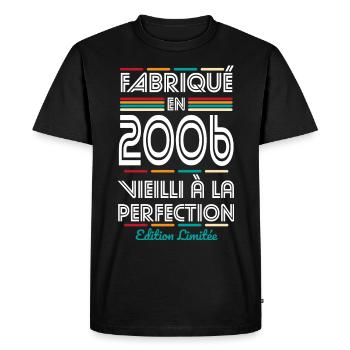 Anniversaire 18 ans - Fabriqué en 2006 - T-shirt Premium bio Homme - noir - Devant - Nico (187cm)