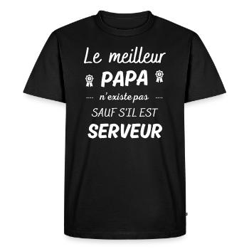 le meilleur papa n existe pas sauf si serveur - T-shirt Premium bio Homme - noir - Devant - Nico (187cm)