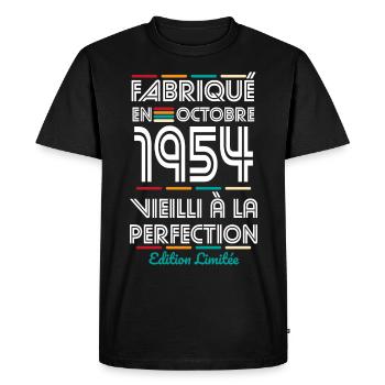 70 Year Anniversary - Made in October 1954 - Men's Premium Organic T-Shirt - black - Front - Nico (187cm)