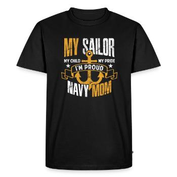 Marine maillot ma marine ma fierté d'enfant de marin - T-shirt Premium bio Homme - noir - Devant - Nico (187cm)
