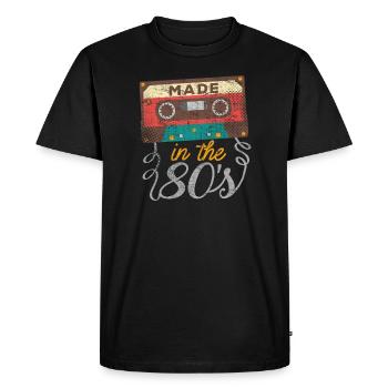 Chemise de cassette de musique Vintage anniversaire 1981, années 80 - T-shirt Premium bio Homme - noir - Devant - Nico (187cm)