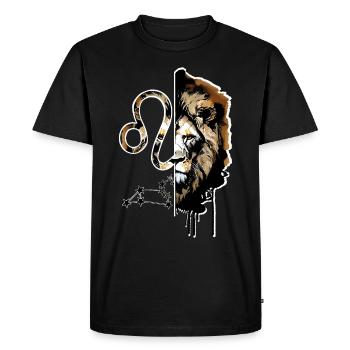 Signe du zodiaque Lion chat nature sauvage - T-shirt Premium bio Homme - noir - Devant - Nico (187cm)