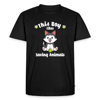 Boy Likes Cats and Dogs Save Animals Refuge - T-shirt Premium bio Homme - noir - Devant - Nico (187cm)