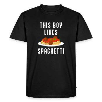Boy Likes Spaghetti Cuisine italienne Pâtes - T-shirt Premium bio Homme - noir - Devant - Nico (187cm)