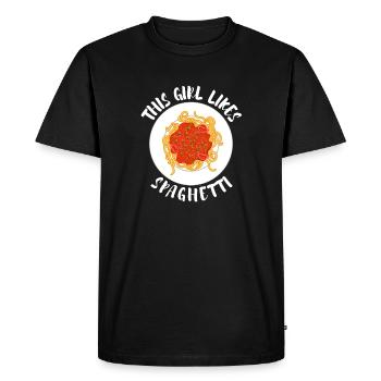 Manger Spaghetti Pâtes Chef Cuisine italienne - T-shirt Premium bio Homme - noir - Devant - Nico (187cm)