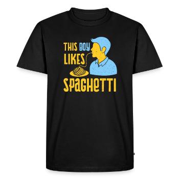 Boy Likes Spaghetti Cuisine italienne Pâtes - T-shirt Premium bio Homme - noir - Devant - Nico (187cm)