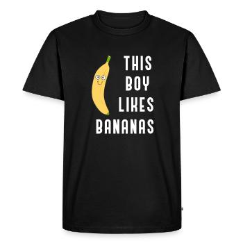 Fruits tropicaux mangeant des bananes - T-shirt Premium bio Homme - noir - Devant - Nico (187cm)
