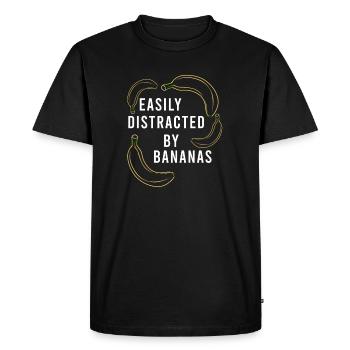Dire ironique que les fruits sains sont distraits - T-shirt Premium bio Homme - noir - Devant - Nico (187cm)