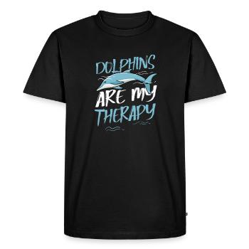 Les dauphins comme thérapie Mignon Dauphin - T-shirt Premium bio Homme - noir - Devant - Nico (187cm)