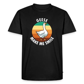 Oies sourient, dicton ironique, oiseau sauvage, - T-shirt Premium bio Homme - noir - Devant - Nico (187cm)