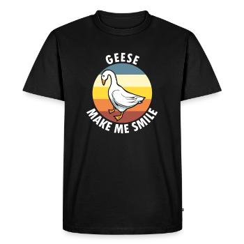 Jolie oie, nature, oiseaux sauvages, oies - T-shirt Premium bio Homme - noir - Devant - Nico (187cm)