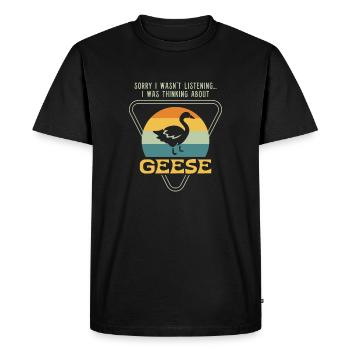 En pensant aux oies, mignon oiseau sauvage, oie - T-shirt Premium bio Homme - noir - Devant - Nico (187cm)