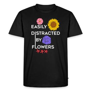 Distrait par Flower Funny Florist Professional - T-shirt Premium bio Homme - noir - Devant - Nico (187cm)
