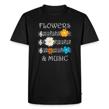 Flower and Music Clef Music Notes Musician Florist - T-shirt Premium bio Homme - noir - Devant - Nico (187cm)