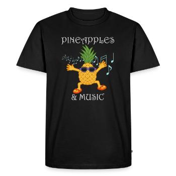 Pineapples Music Notes Clef Vitamins Tropical - Men's Premium Organic T-Shirt - black - Front - Nico (187cm)