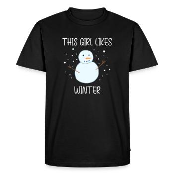 Une fille aime les journées d'hiver agréables, la - T-shirt Premium bio Homme - noir - Devant - Nico (187cm)
