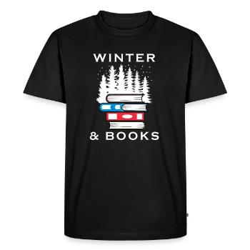 Book Reading Winter Nature Landscape Snow - Men's Premium Organic T-Shirt - black - Front - Nico (187cm)
