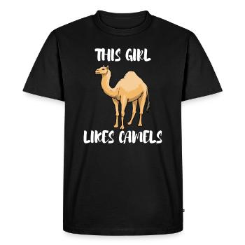 Une fille aime les chameaux, la faune du désert, - T-shirt Premium bio Homme - noir - Devant - Nico (187cm)
