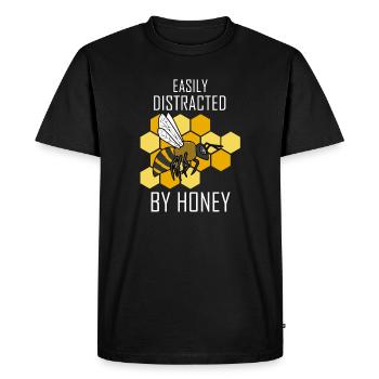 Distrait par l'apiculture qui mange du miel - T-shirt Premium bio Homme - noir - Devant - Nico (187cm)