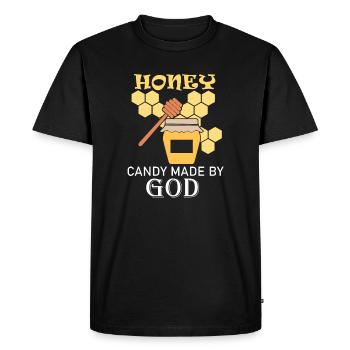Bonbons en forme de nid d'abeille fabriqués par - T-shirt Premium bio Homme - noir - Devant - Nico (187cm)
