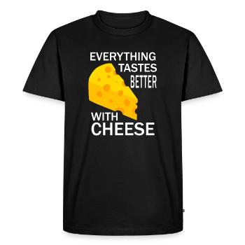 Life With Cheese Organic Food Eating Cheese - Men's Premium Organic T-Shirt - black - Front - Nico (187cm)