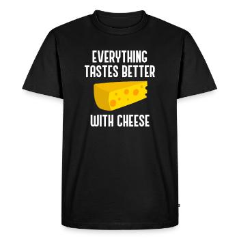 Life With Cheese Ironic Saying Cheesemaking - Men's Premium Organic T-Shirt - black - Front - Nico (187cm)