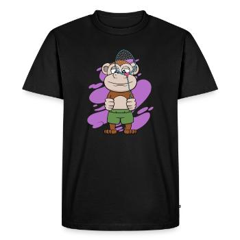 Joli singe jouant au badminton, Hobby Sports - T-shirt Premium bio Homme - noir - Devant - Nico (187cm)