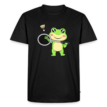Navette Cute Frog Badminton Hobby Sports - T-shirt Premium bio Homme - noir - Devant - Nico (187cm)