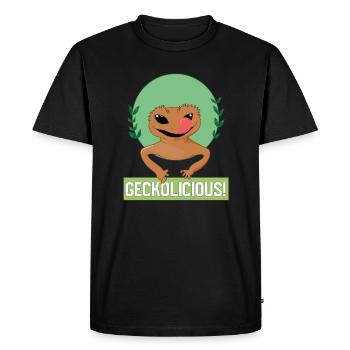 Geckolicious, mignon lézard, gecko, animaux - T-shirt Premium bio Homme - noir - Devant - Nico (187cm)