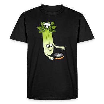 Celery Chef Ironic Cute Leek Vegetables - Men's Premium Organic T-Shirt - black - Front - Nico (187cm)