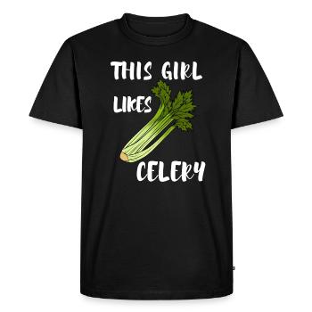 Girl Likes Celery Cute Vegetables Healthy Food - Men's Premium Organic T-Shirt - black - Front - Nico (187cm)