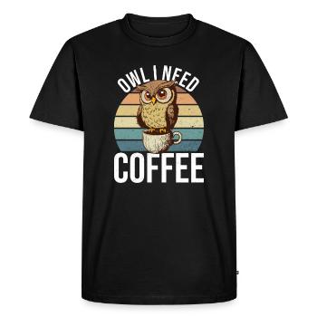 Owl Needs Coffee Office Monday Tue Birds - T-shirt Premium bio Homme - noir - Devant - Nico (187cm)