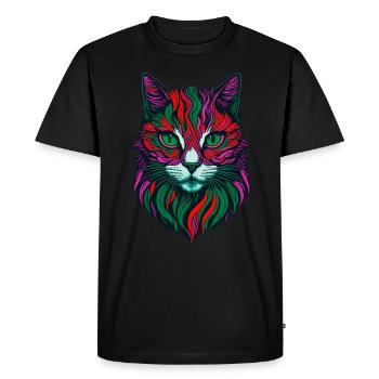 chat symétrique | chat symétrique - T-shirt Premium bio Homme - noir - Devant - Nico (187cm)