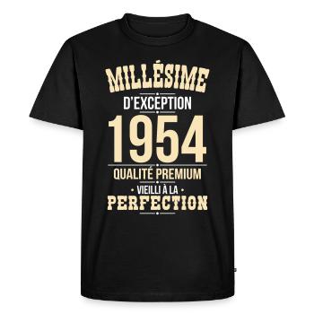 Anniversaire 70 ans - Millésime d'Exception 1954 - T-shirt Premium bio Homme - noir - Devant - Nico (187cm)