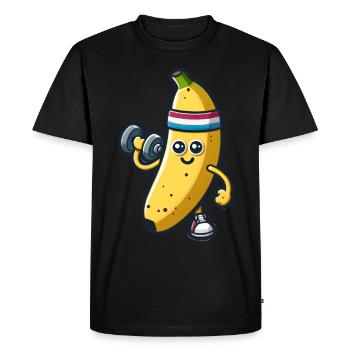 Retro Banana Fitness - Designs de motivation 2024 - T-shirt Premium bio Homme - noir - Devant - Nico (187cm)