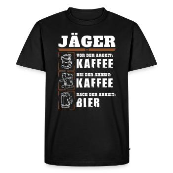 My daily routine as a hunter - Men's Premium Organic T-Shirt - black - Front - Nico (187cm)