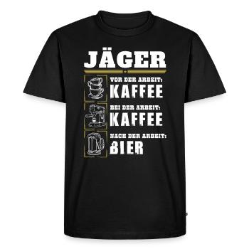 My daily routine as a hunter - Men's Premium Organic T-Shirt - black - Front - Nico (187cm)