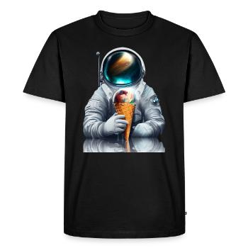 Waffle Ice Cream Astronaut - Men's Premium Organic T-Shirt - black - Front - Nico (187cm)