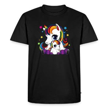Licorne mère-enfant - Fête des mères - T-shirt Premium bio Homme - noir - Devant - Nico (187cm)