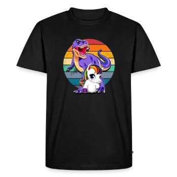 Licorne et dinosaure - T-shirt Premium bio Homme - noir - Devant - Nico (187cm)