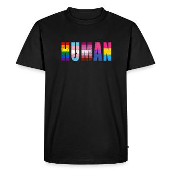 HUMAN LGBTQ Flag Colors Distressed - LGBTQ - T-shirt Premium bio Homme - noir - Devant - Nico (187cm)