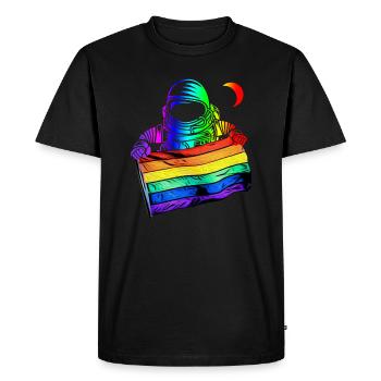 LGBTQ Flagge Astronaut - LGBTQ - Männer Premium Bio T-Shirt - Schwarz - Vorne - Nico (187cm)