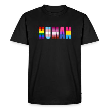 Coeur de drapeau LGBTQ HUMAIN - LGBTQ - T-shirt Premium bio Homme - noir - Devant - Nico (187cm)
