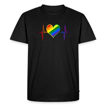 Battement de coeur de fierté LGBTQ - LGBTQ+ - T-shirt Premium bio Homme - noir - Devant - Nico (187cm)