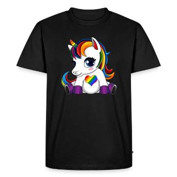 Licorne mignonne LGBTQ - T-shirt Premium bio Homme - noir - Devant - Nico (187cm)
