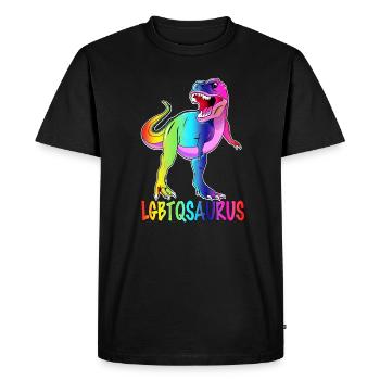 Dinosaure LGBT - Fierté LGBTQ - T-shirt Premium bio Homme - noir - Devant - Nico (187cm)