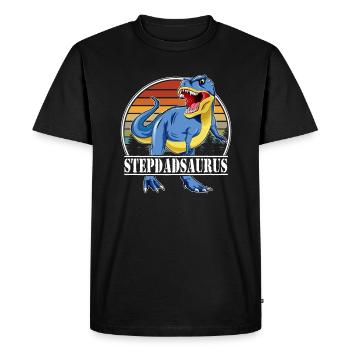 Famille de dinosaures - Beau-père - T-shirt Premium bio Homme - noir - Devant - Nico (187cm)
