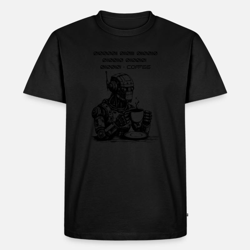 Binary Coffee Code Robot - Men's Premium Organic T-Shirt - black