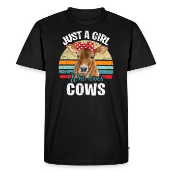 Juste une fille qui aime les vaches - T-shirt Premium bio Homme - noir - Devant - Nico (187cm)