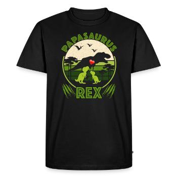 Papasaurus Rex - T-shirt Premium bio Homme - noir - Devant - Nico (187cm)